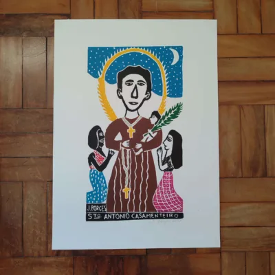 Xilogravura Mestre J Borges G - Sto Antônio Casamenteiro