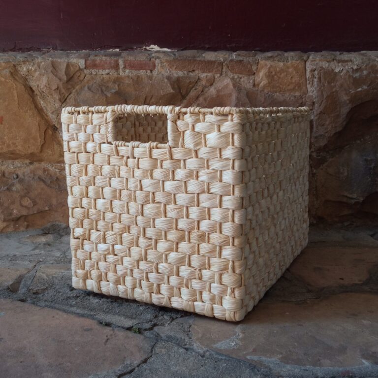 Cesta organizadora com puxadores - Palha de Milho - Natural