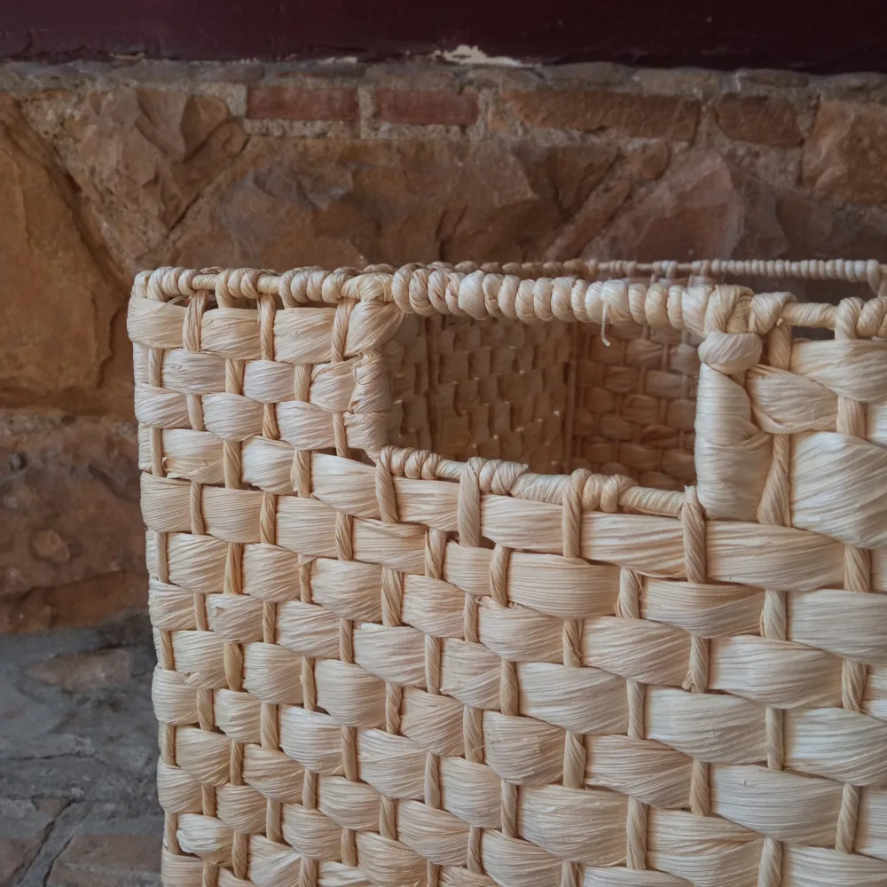 Cesta organizadora com puxadores - Palha de Milho - Natural - Imagem 2
