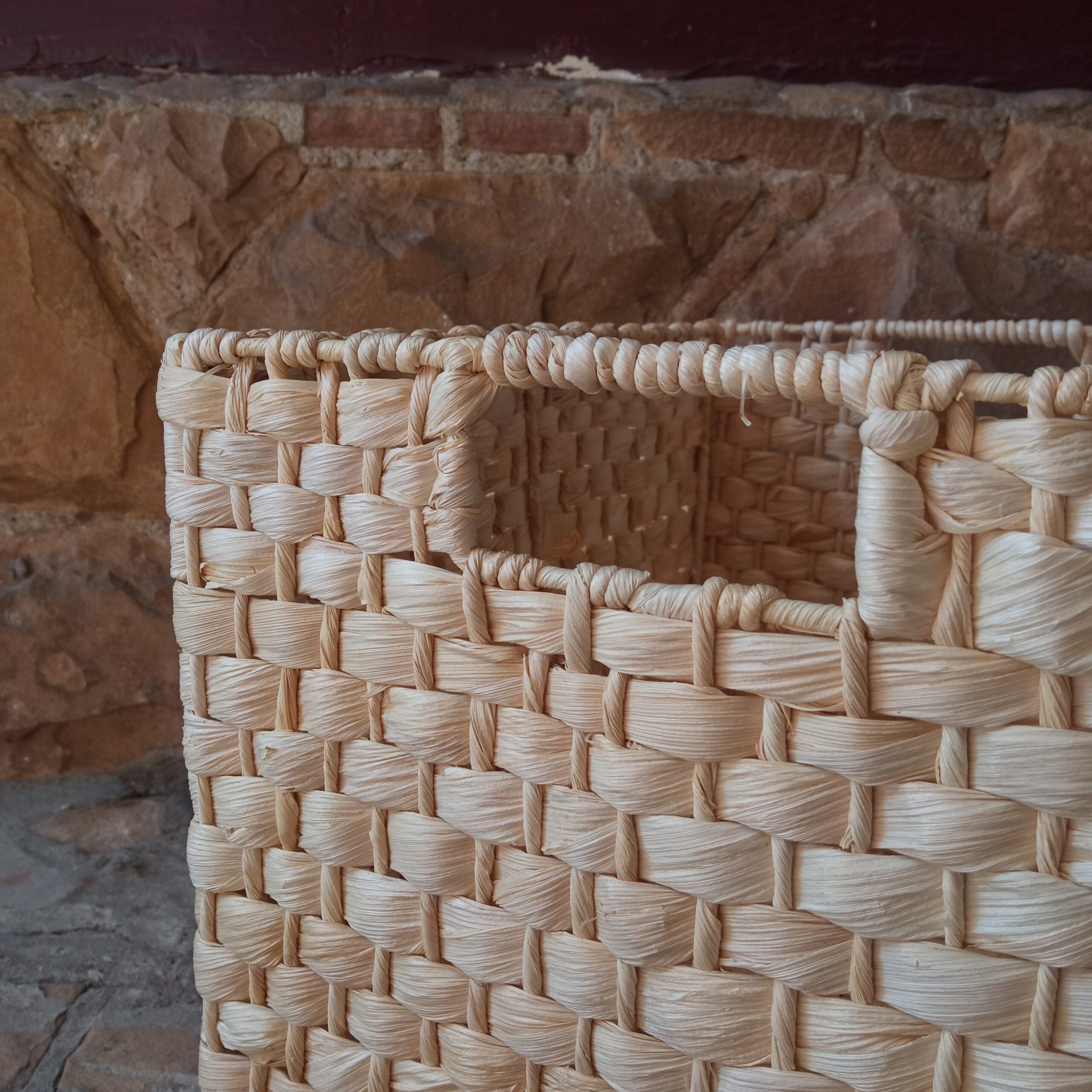 Cesta organizadora com puxadores - Palha de Milho - Natural - Imagem 2