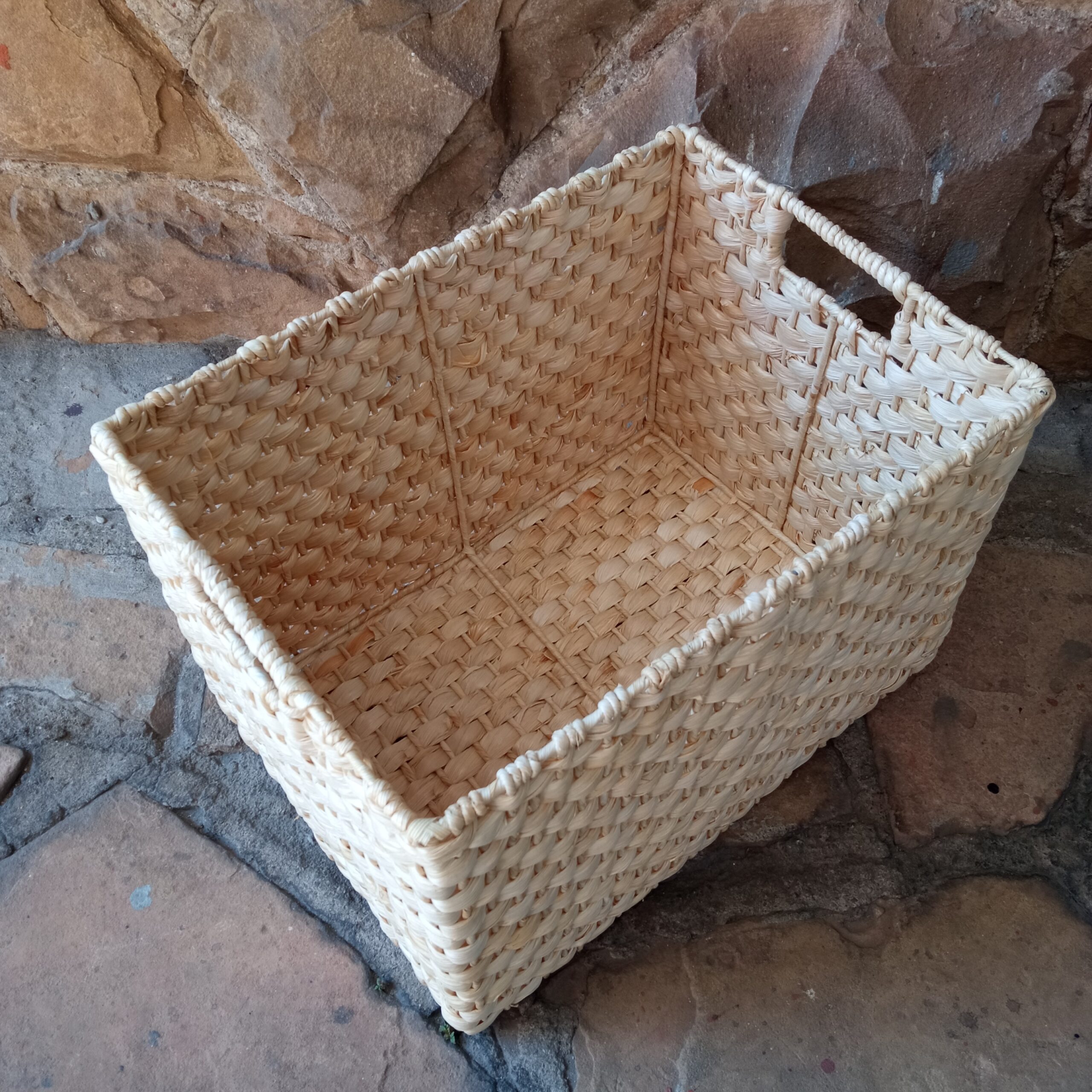 Cesta organizadora com puxadores - Palha de Milho - Natural - Imagem 4