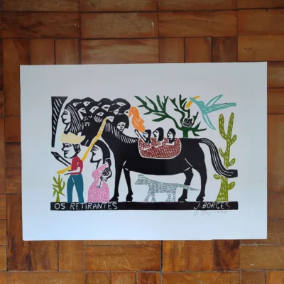 Xilogravura Mestre J Borges G - Os Retirantes