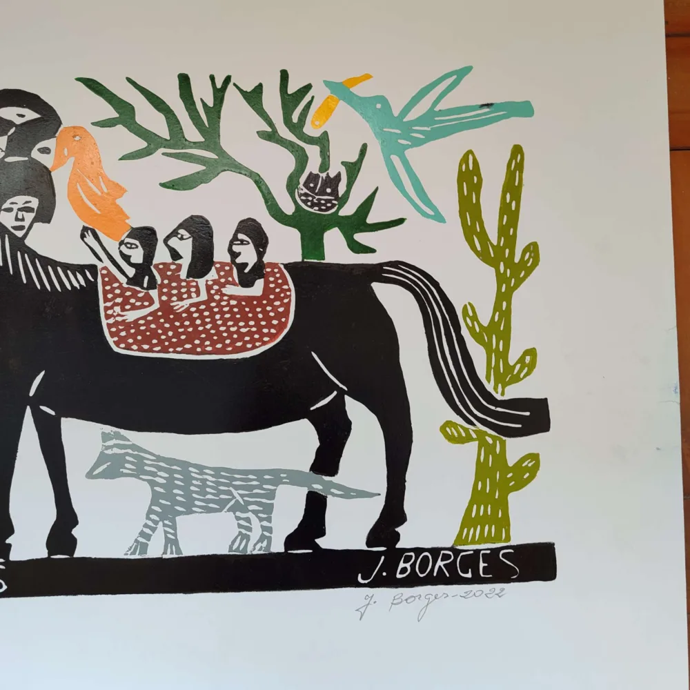 Xilogravura Mestre J Borges G - Os Retirantes - Imagem 3
