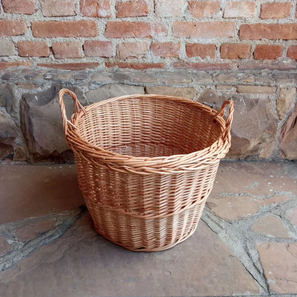 Cesta Lenha Redonda Alta - Vime Inteiro - Imagem 3