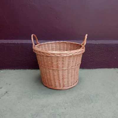Cesta Lenha Redonda Alta - Vime Inteiro - P