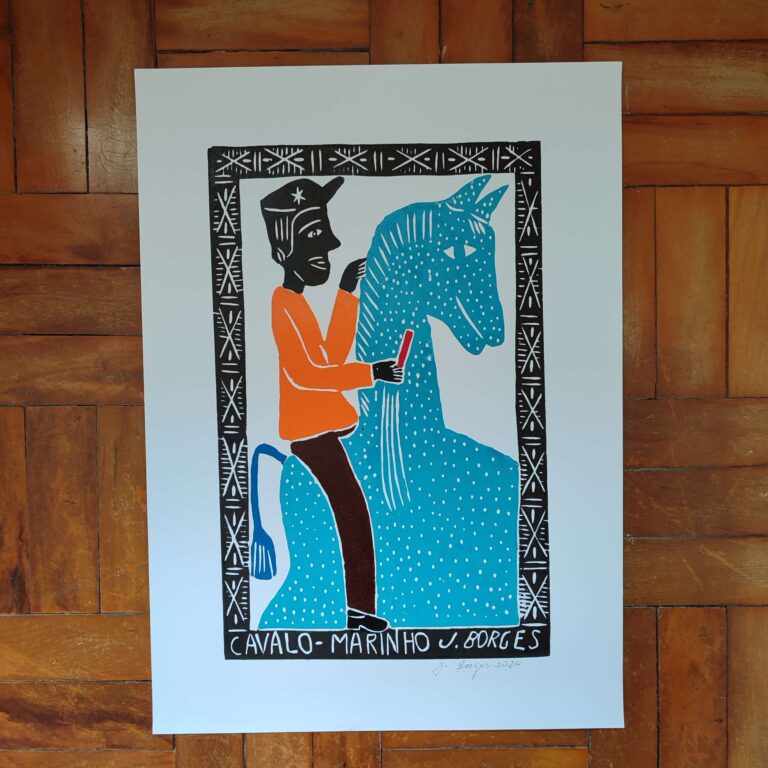 Xilogravura Mestre J Borges G - Cavalo Marinho