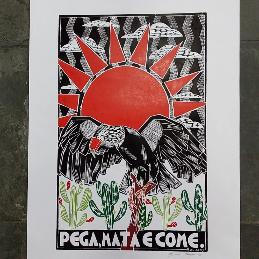 Xilogravura Bacaro Borges G - Pega, Mata e Come - Imagem 3