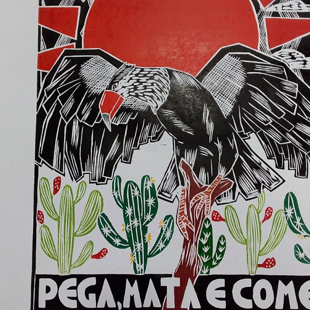 Xilogravura Bacaro Borges G - Pega, Mata e Come - Imagem 2