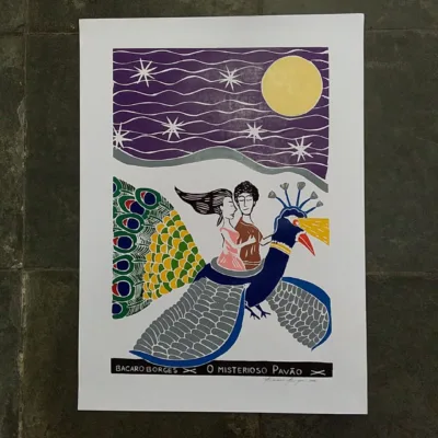 Xilogravura Bacaro Borges G - O Misterioso Pavão