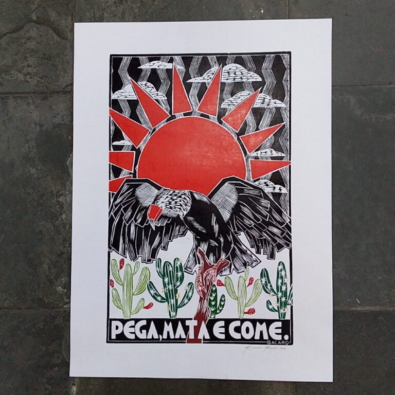 Xilogravura Bacaro Borges G - Pega, Mata e Come
