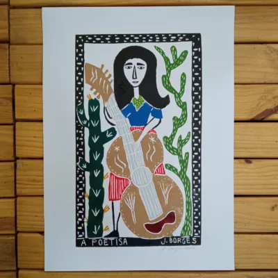 Xilogravura Mestre J Borges G - A Poetisa