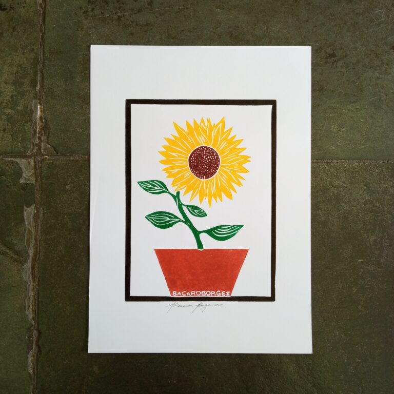 Xilogravura Bacaro Borges P - Girassol