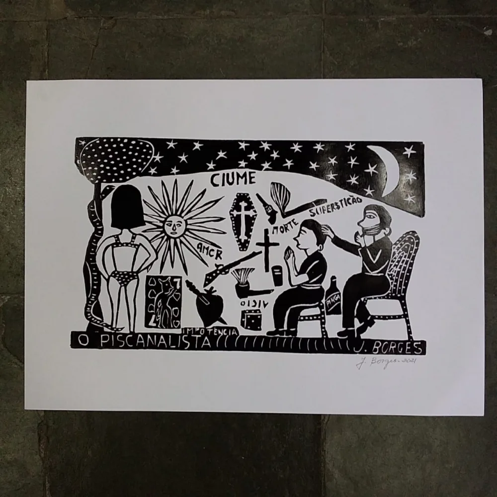 Xilogravura Mestre J Borges G - O Psicanalista