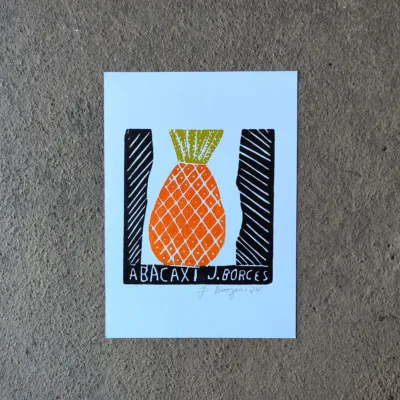 Xilogravura Mestre J Borges P - Abacaxi