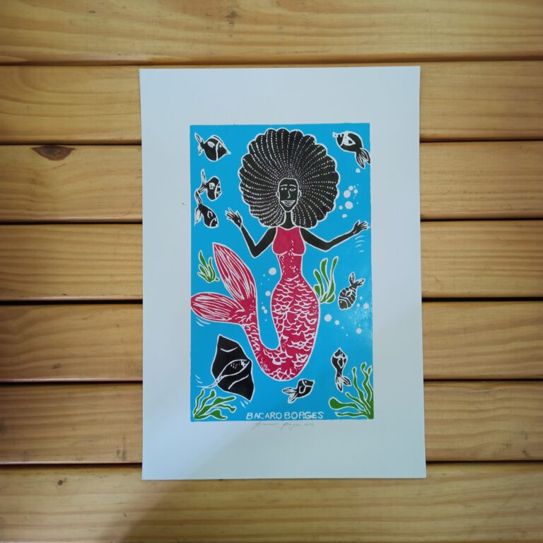Xilogravura Bacaro Borges M - Sereia