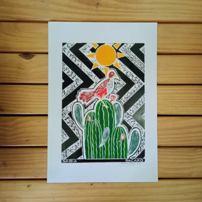 Xilogravura Bacaro Borges M - Sabiá