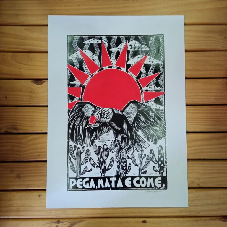 Xilogravura Bacaro Borges G - Pega, Mata e Come