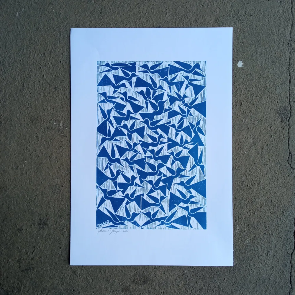 Xilogravura Bacaro Borges M - Pássaros