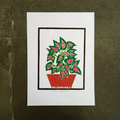 Xilogravura Bacaro Borges P - Pé de Coração