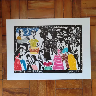 Xilogravura Mestre J Borges G - A Noite do Sarau