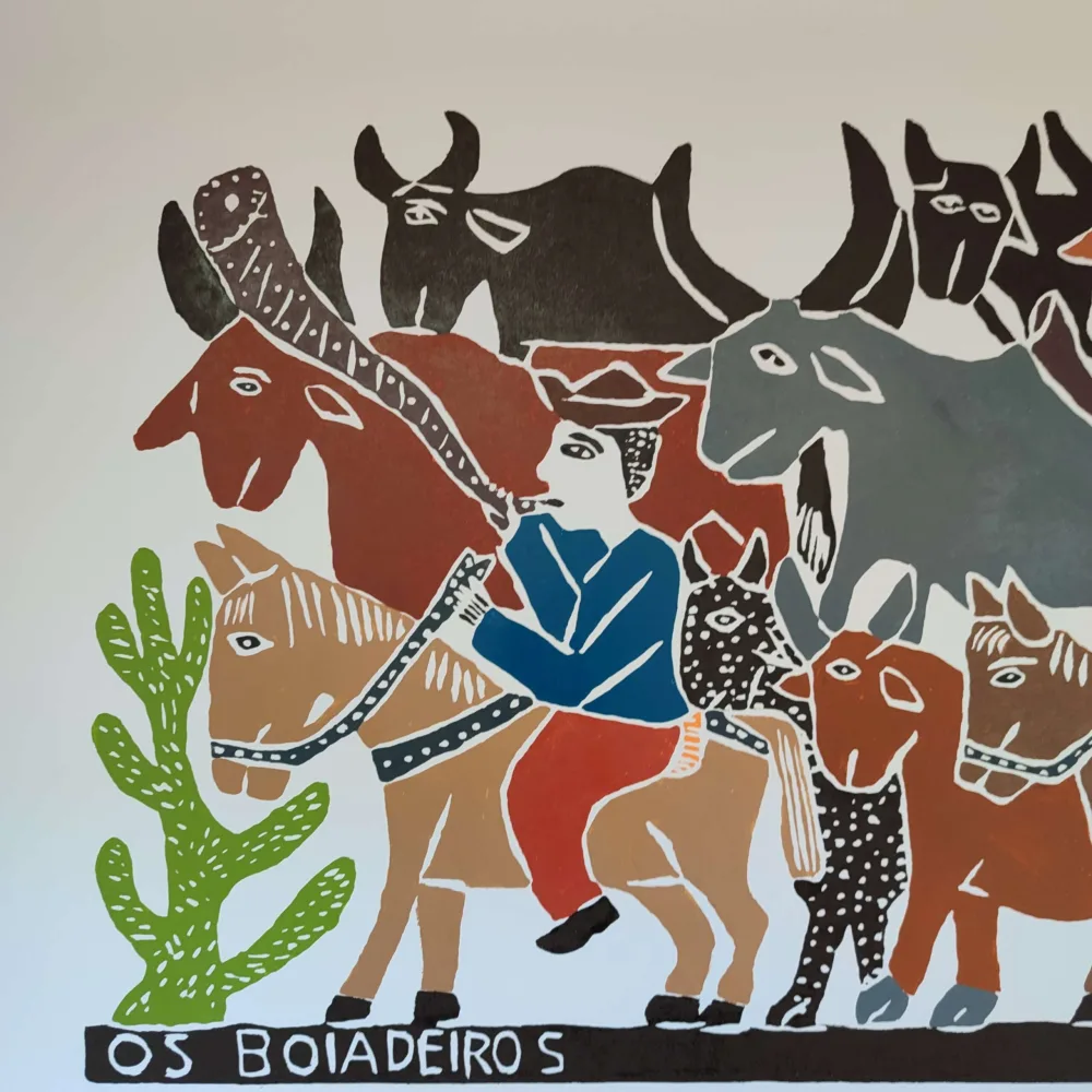 Xilogravura Mestre J Borges G - Os Boiadeiros - Imagem 2