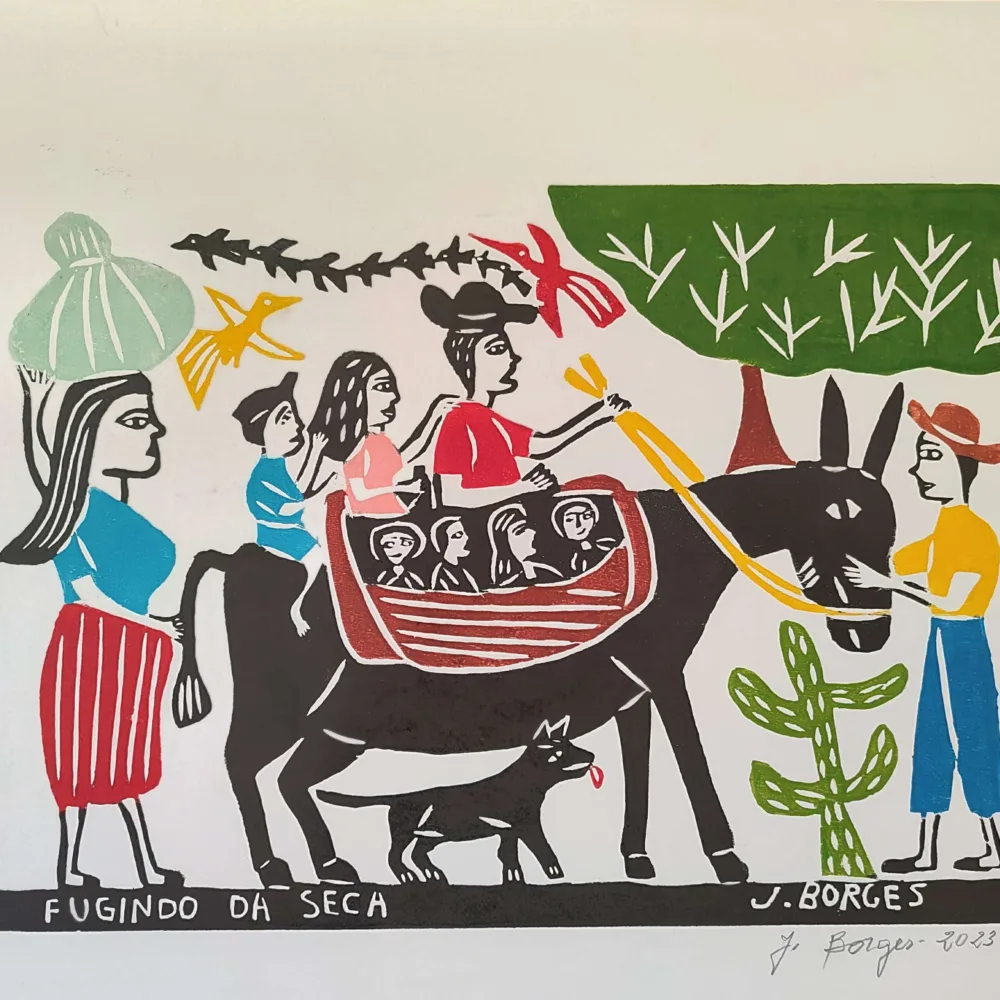 Xilogravura Mestre J Borges G - Fugindo da Seca - Imagem 2