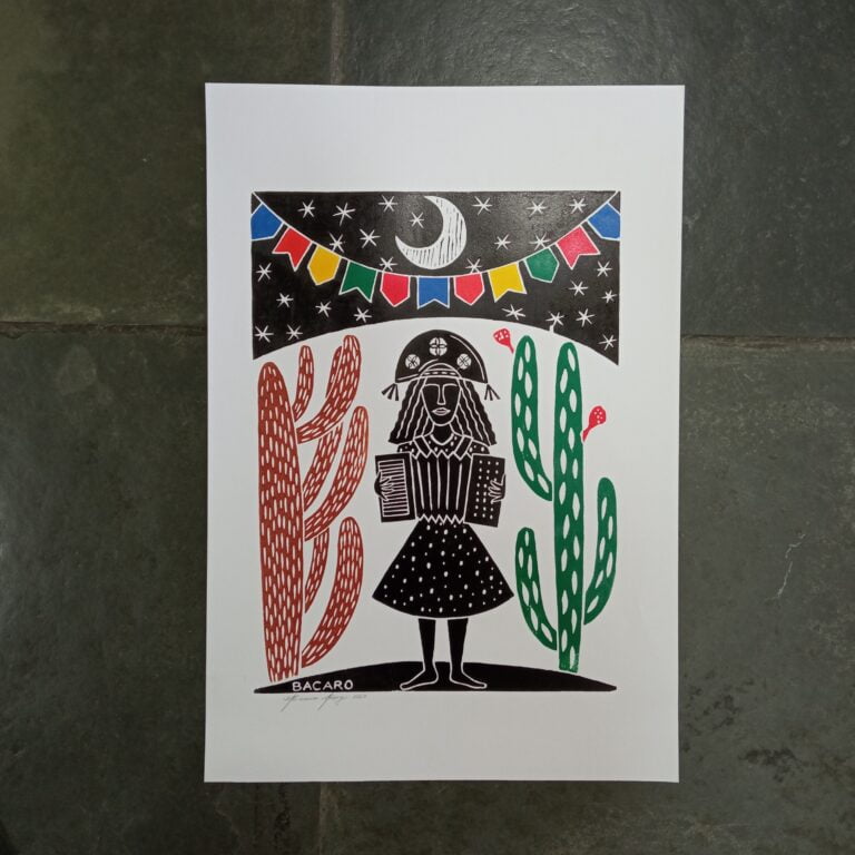 Xilogravura Bacaro Borges M - Sanfoneira