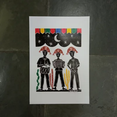 Xilogravura Bacaro Borges M - Trio Pé de Serra