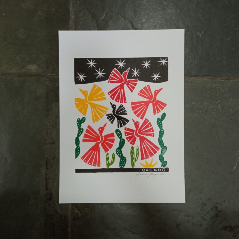 Xilogravura Bacaro Borges P - Pássaros