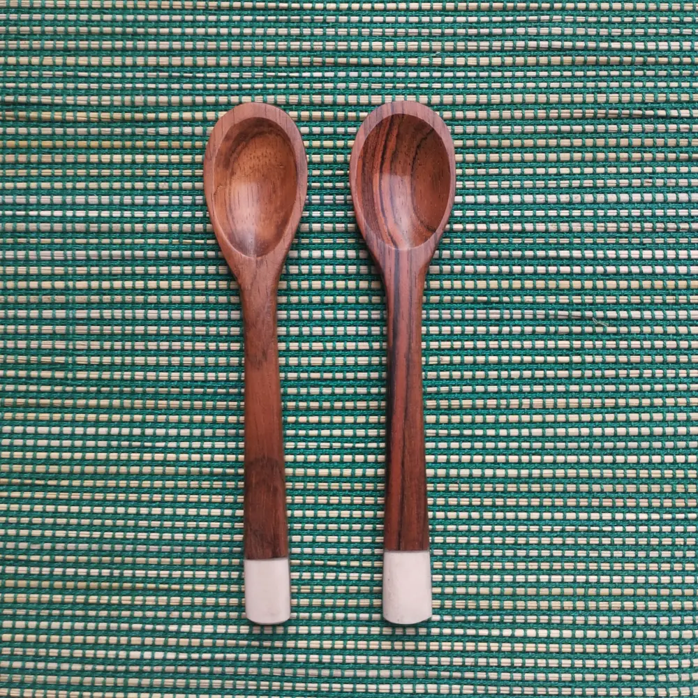 Dupla de Colher Mini Madeira e Osso
