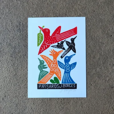 Xilogravura Mestre J Borges P - Pássaros
