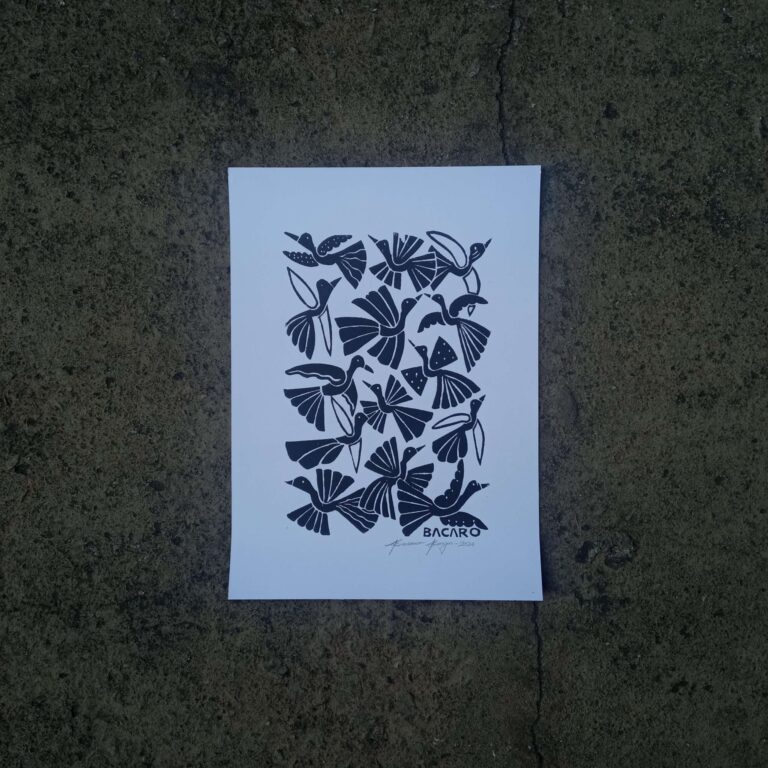 Xilogravura Bacaro Borges P - Passarinhos