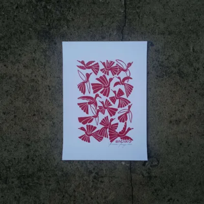 Xilogravura Bacaro Borges P - Passarinhos