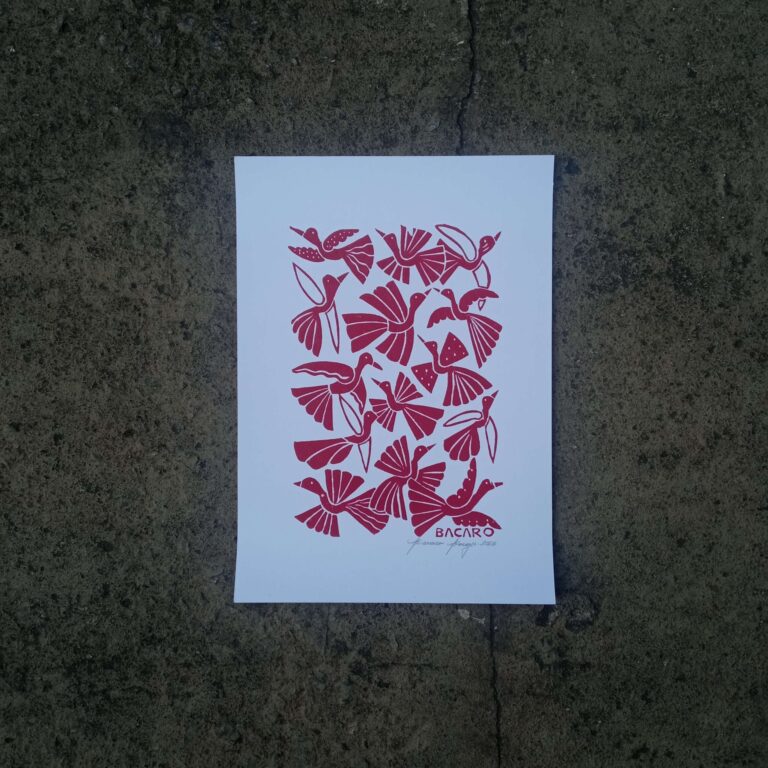 Xilogravura Bacaro Borges P - Passarinhos