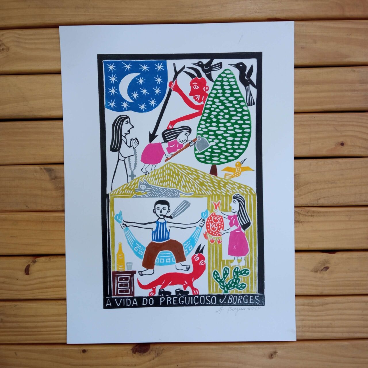 Xilogravura Mestre J Borges G - A Vida do Preguiçoso