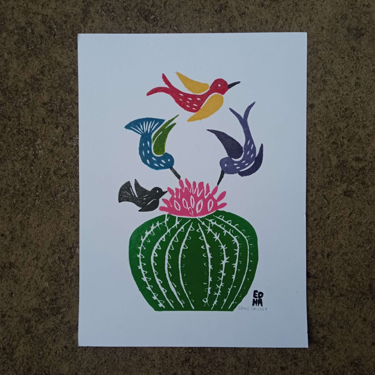 Xilogravura Edna Silva P - Coroa de Frade
