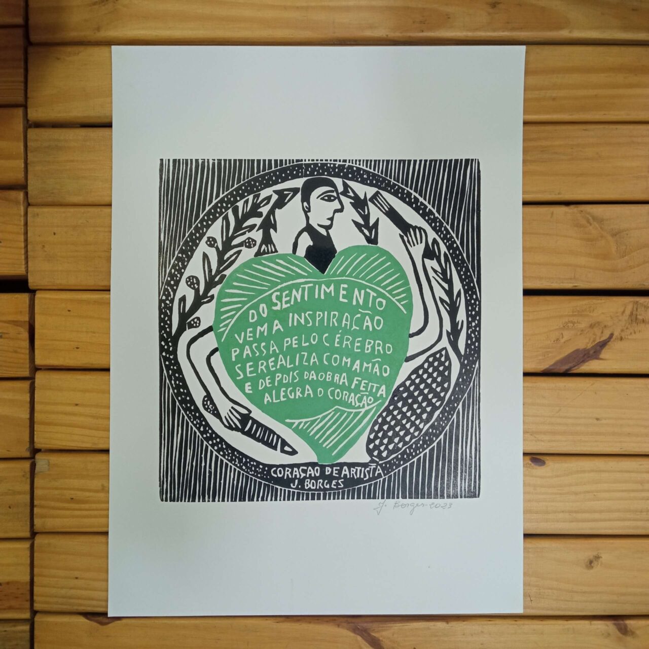 Xilogravura Mestre J Borges G - Coração de Artista