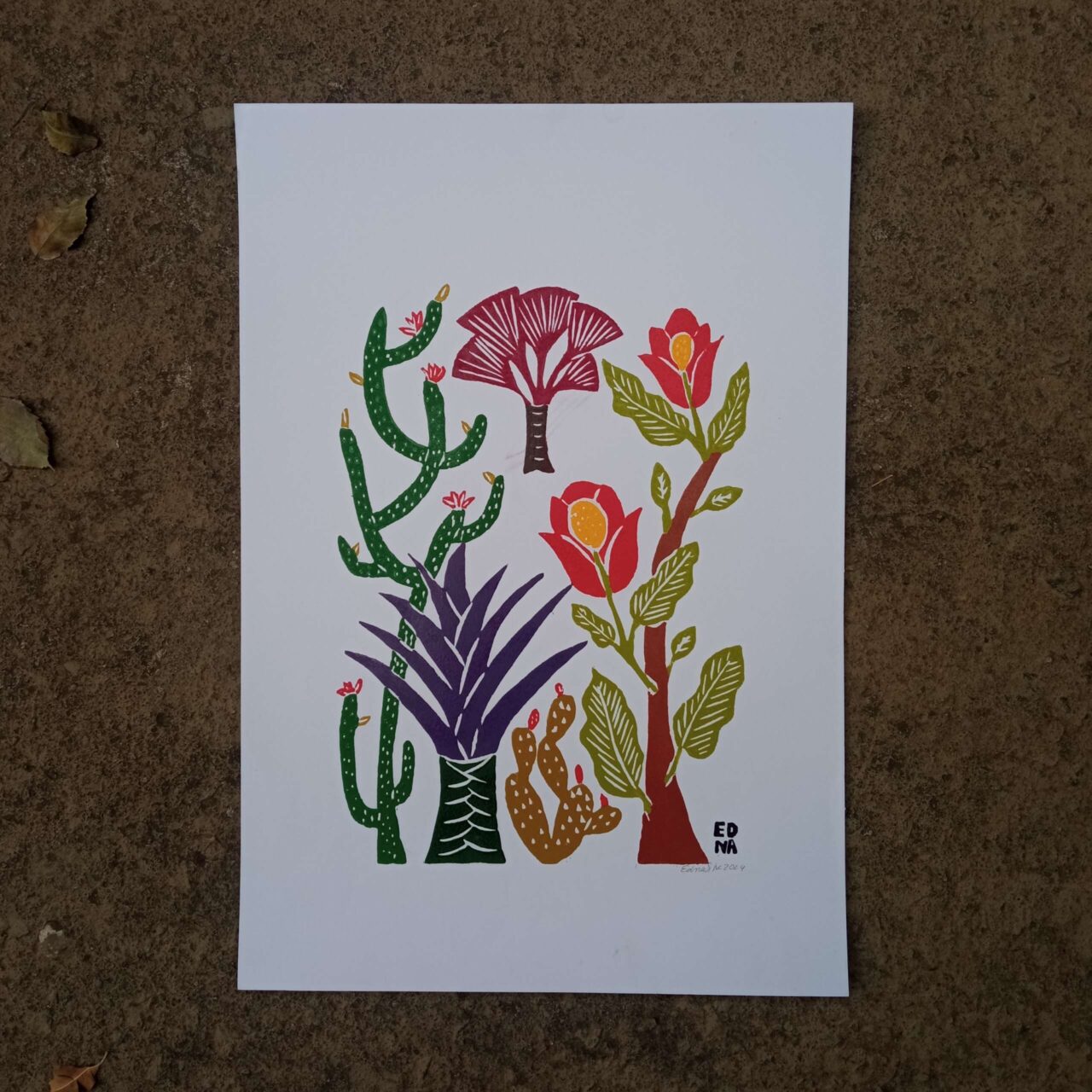 Xilogravura Edna Silva M - Plantas do Sertão