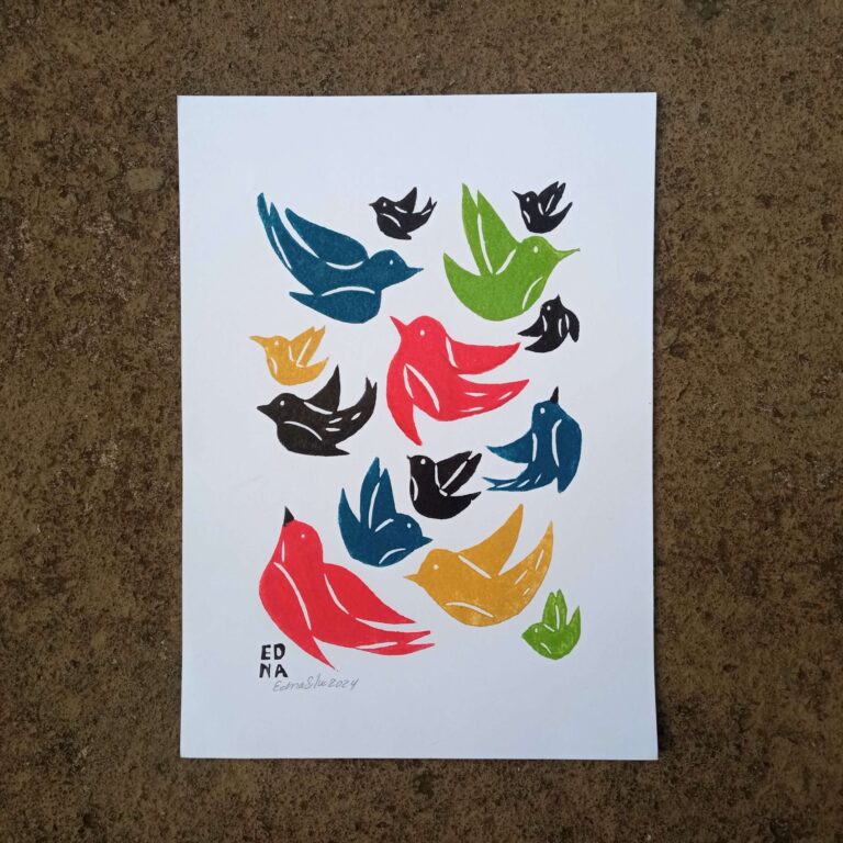 Xilogravura Edna Silva P - Passarinhos