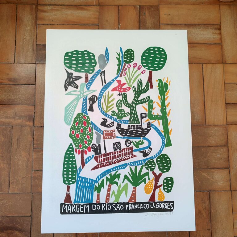 Xilogravura Mestre J Borges G - Margem do Rio São Francisco