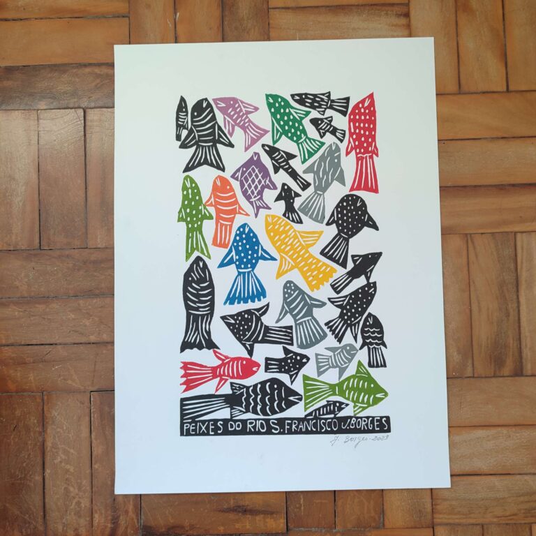 Xilogravura Mestre J Borges G - Peixes do Rio S Francisco