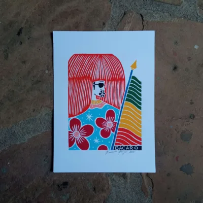Xilogravura Bacaro Borges P - Caboclo de Lança