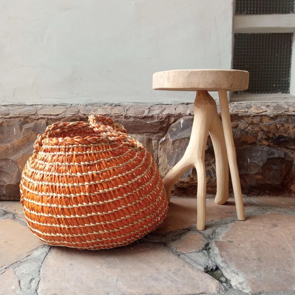 Cesta Cofo com Alça - Palha de Carnaúba - Laranja - Imagem 4