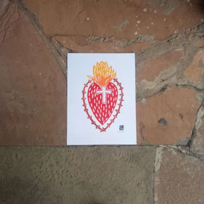 Xilogravura Edna Silva P - Sagrado Coração