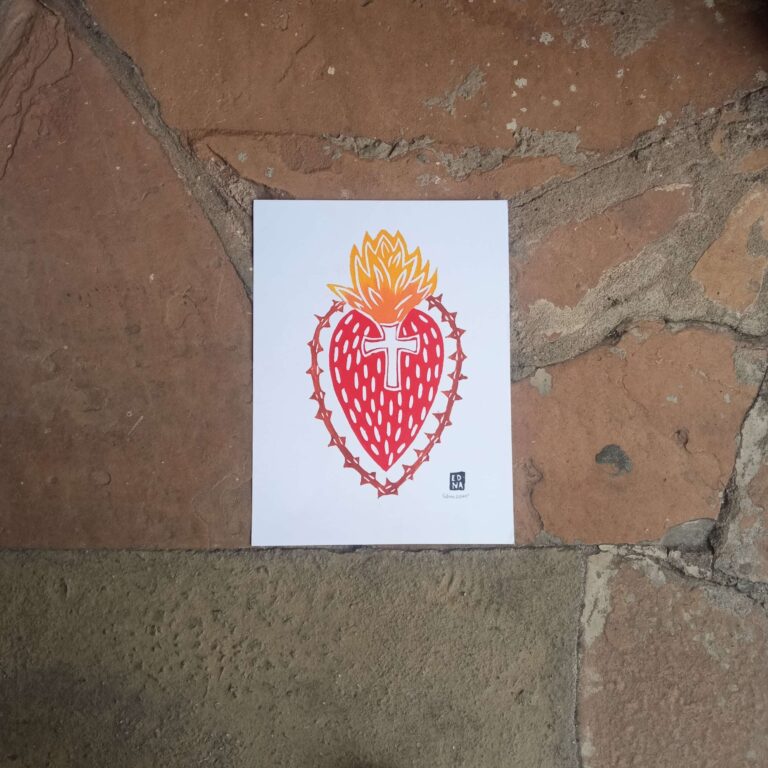 Xilogravura Edna Silva P - Sagrado Coração
