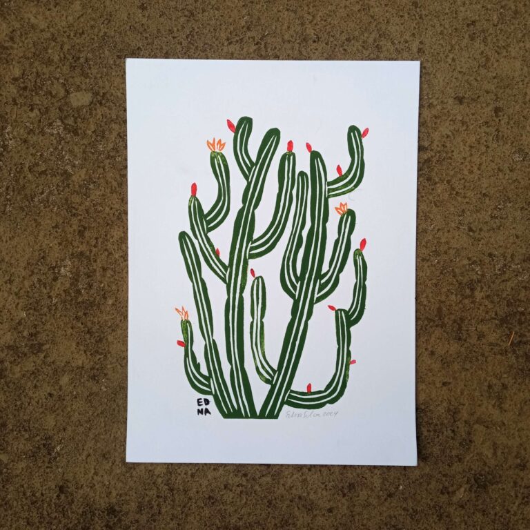 Xilogravura Edna Silva P - Mandacaru