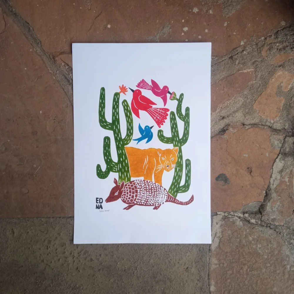 Xilogravura Edna Silva M - Caatinga