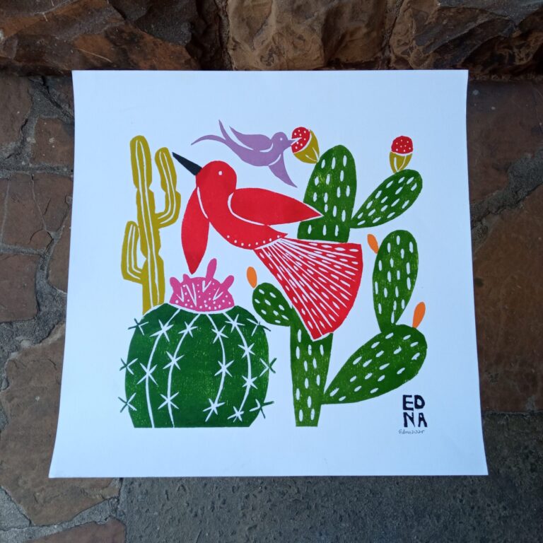 Xilogravura Edna Silva M Quadrada - Paisagem do Sertão