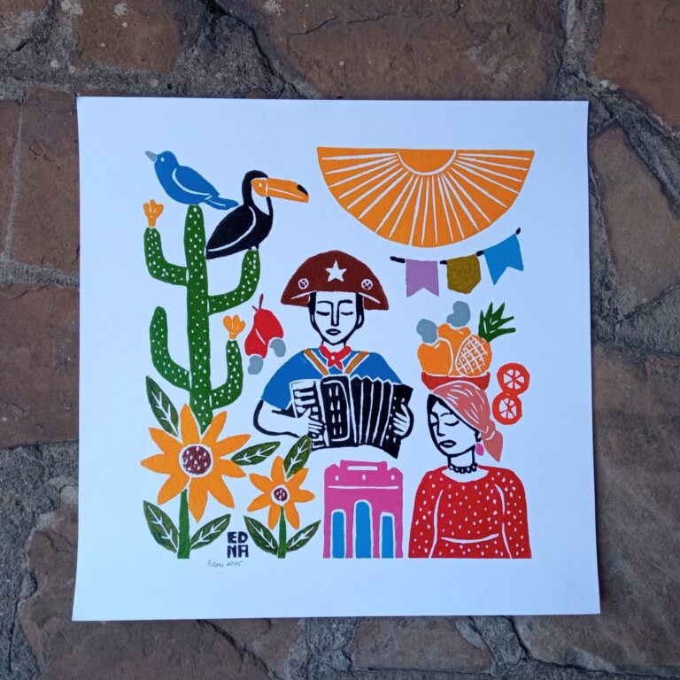 Xilogravura Edna Silva M Quadrada - Nordeste