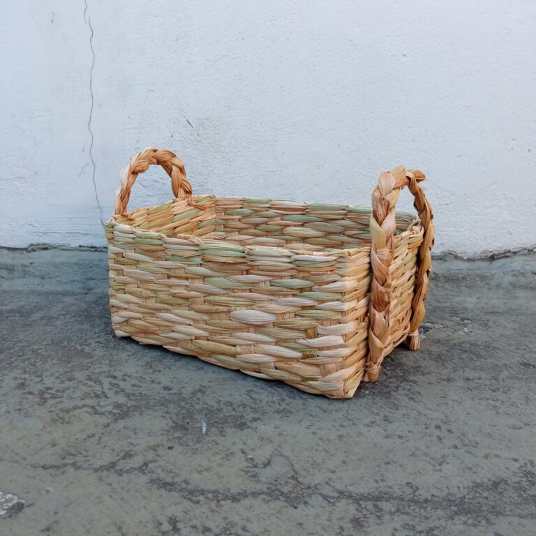 Cesta Retangular com Alça - Palha de Taboa